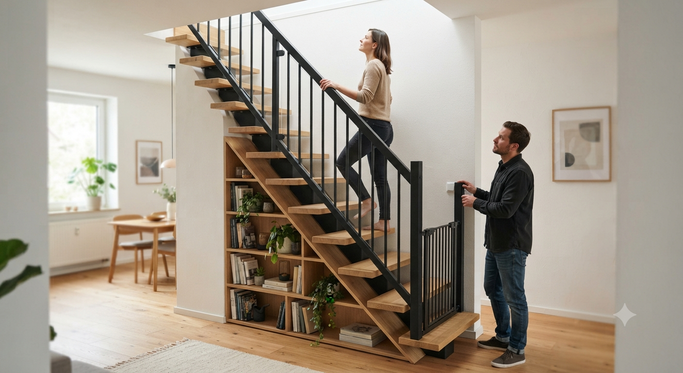 Những lưu ý quan trọng khi thi công cầu thang tiết kiệm diện tích